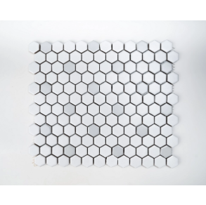 1X1 WHITE & GREY HEXAGON MATTE PORCELAIN MOSAIC - porcelain tile